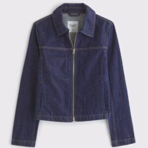 A&F SLIM DOUBLE-ZIP DENIM JACKET - MEDIUM - NEW